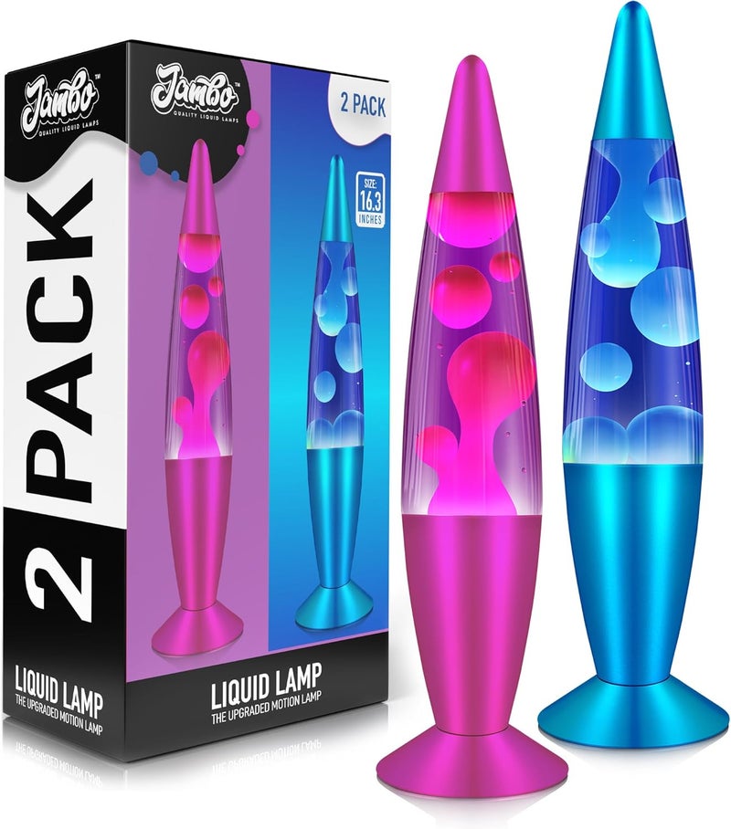 JAMBO 2 Pack- 16" Beautiful Lamp- Blue with Blue/White Wax and Purple with Pink Wax, Relaxing Liquid Lamp, Night Light Nightlight, Lamps for Adults Teens Kid - Image 1